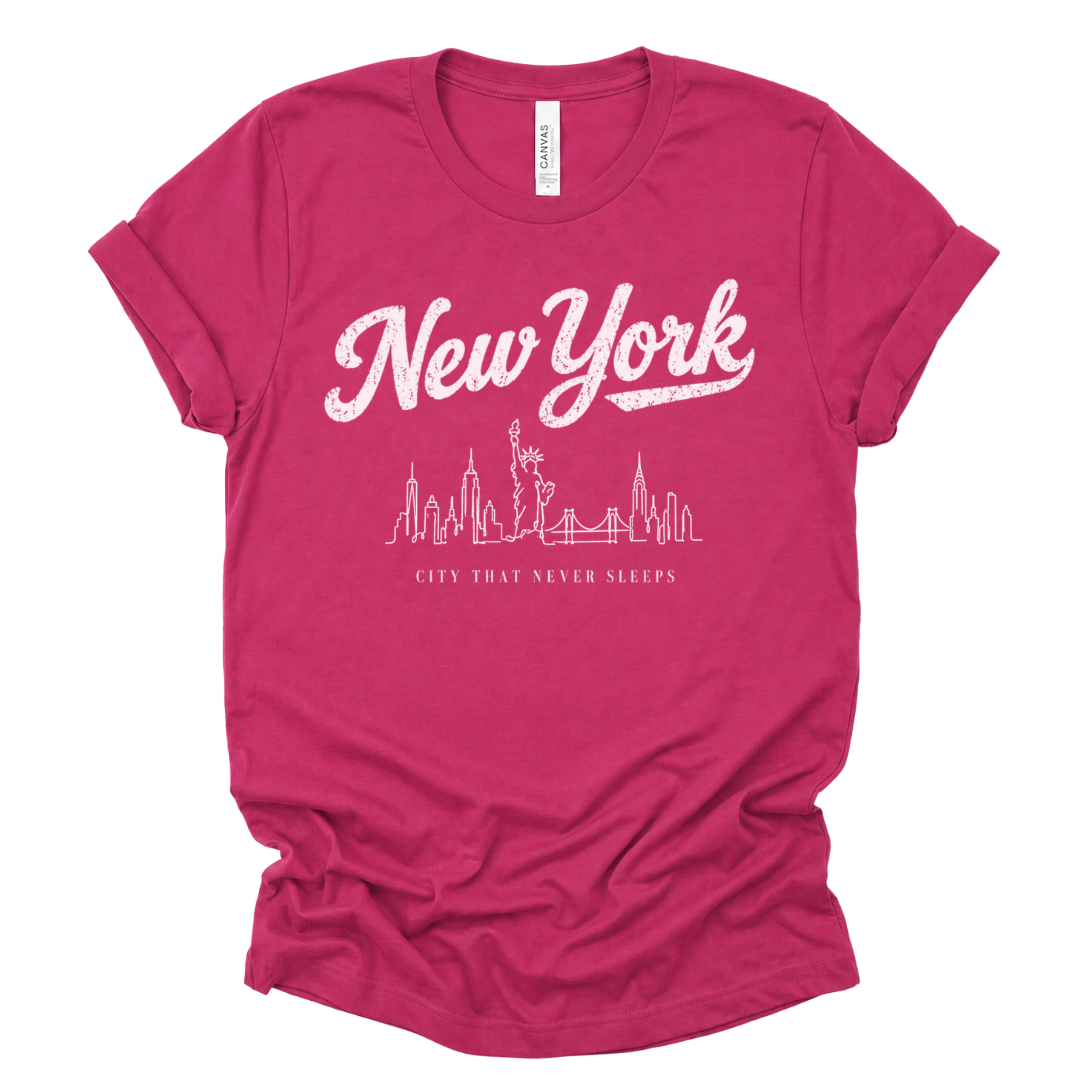 New York Skyline Doodle - Bella Canvas Super Soft Straight Cut T shirt