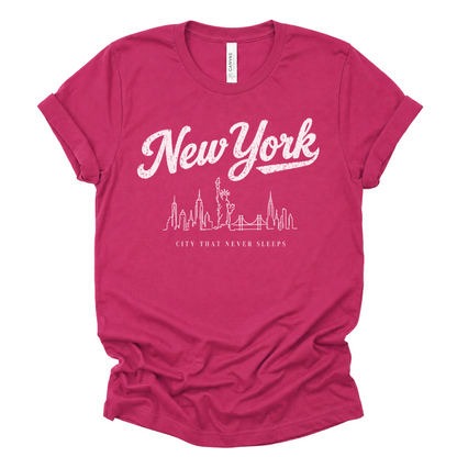 New York Skyline Doodle - Bella Canvas Super Soft Straight Cut T shirt