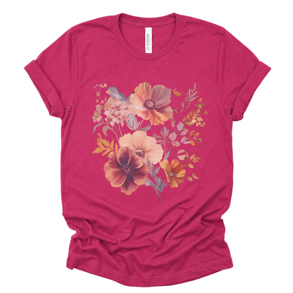 Sunset Floral - Bella Canvas Super Soft Straight Cut T shirt