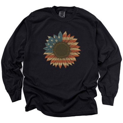 Stars and Stripes Sunflower - Comfort Colors Premium Long Sleeve T Shirt