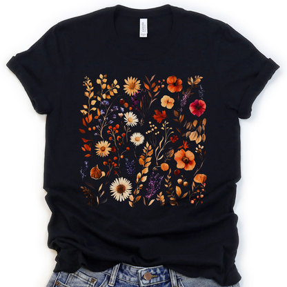 Autumn Boho Floral Print - Bella Canvas Super Soft T Shirt
