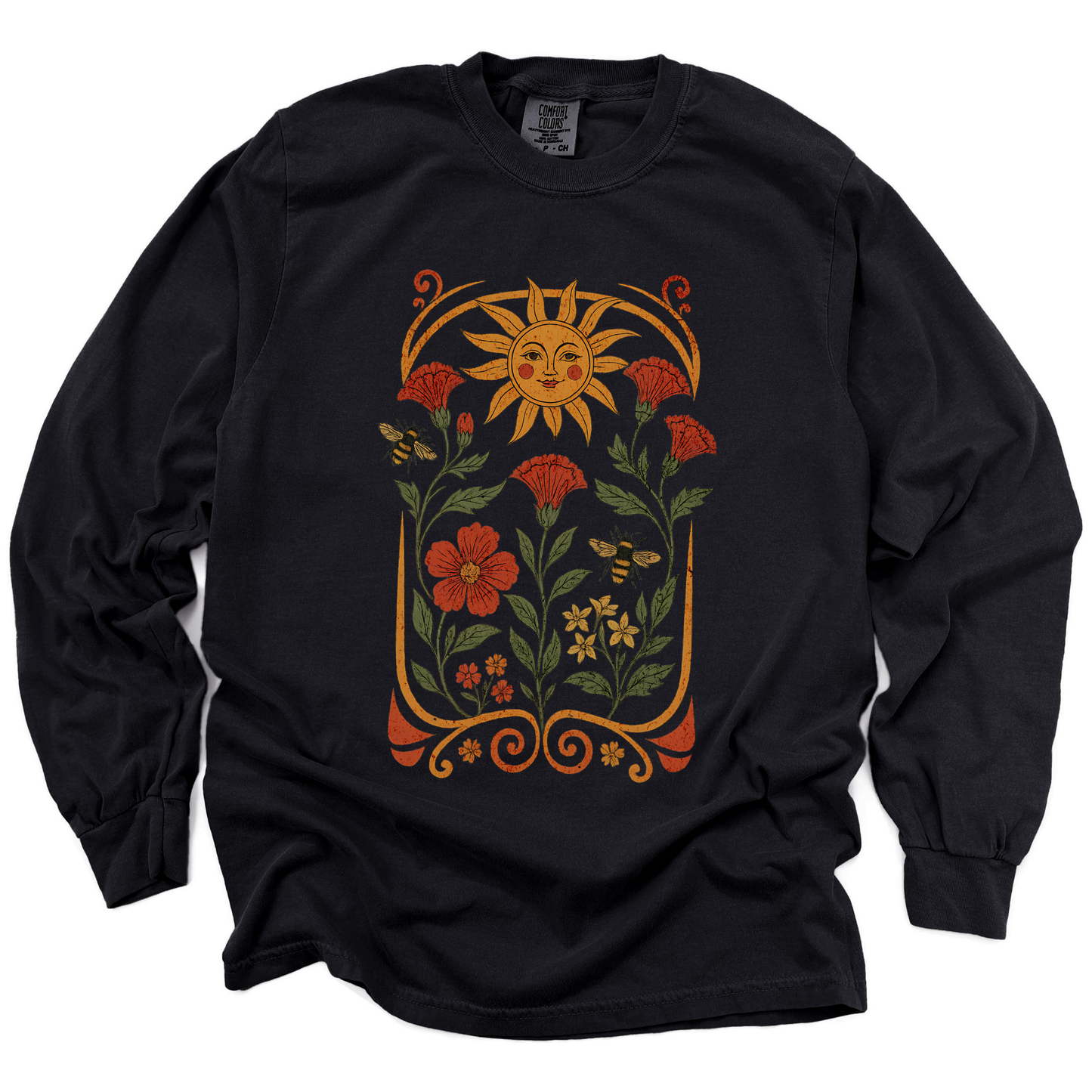 Golden Floral - Comfort Colors Premium Long Sleeve T Shirt