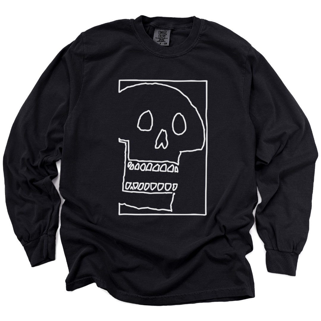 Skull Sketch - Comfort Colors Long Sleeve Premium T Shirt