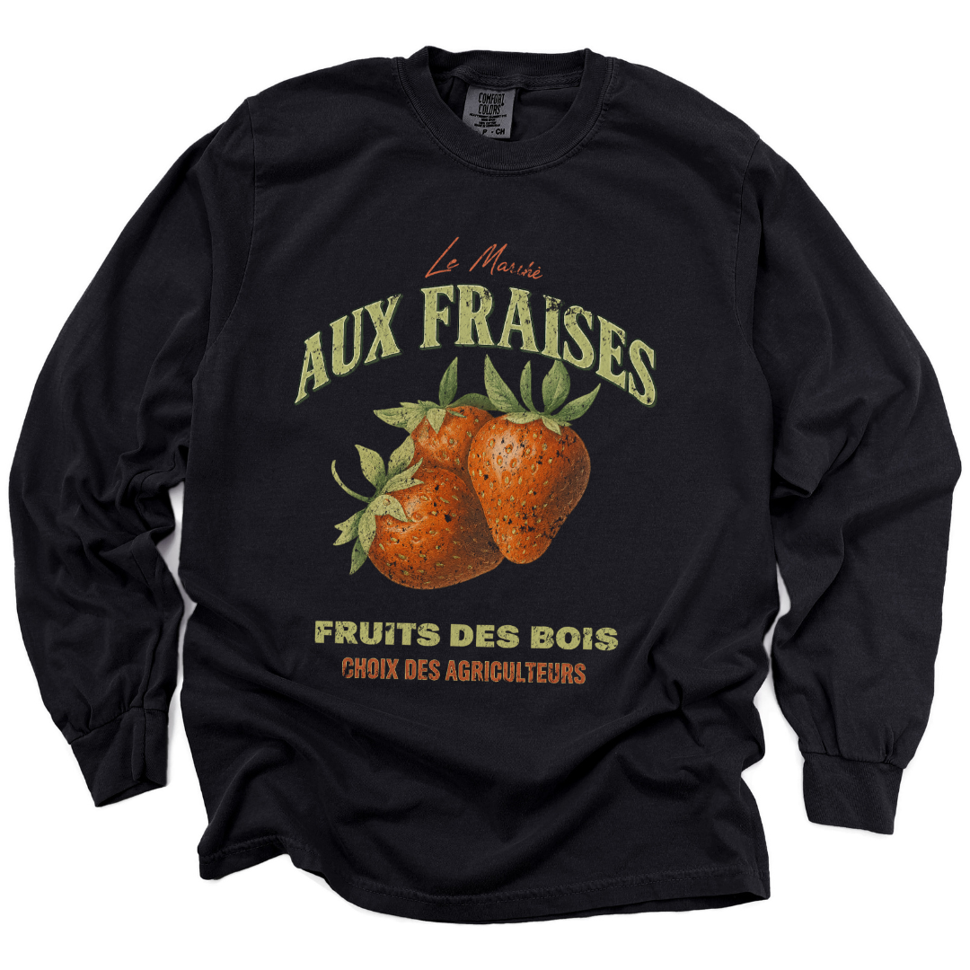Aux Fraises - Comfort Colors Premium Long Sleeve T Shirt