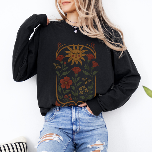 Golden Floral - Comfort Colors Premium Long Sleeve T Shirt