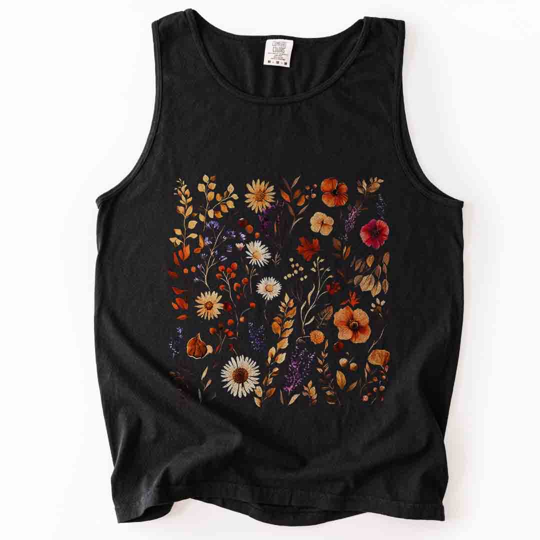 Autumn Boho Floral Print - Comfort Colors Premium Tank Top
