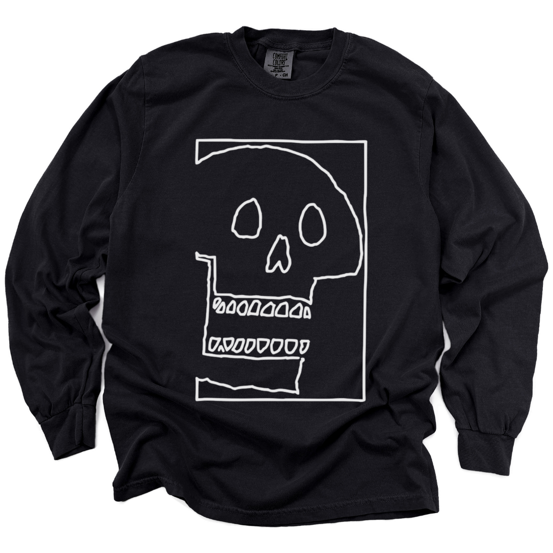 Skull Sketch - Comfort Colors Long Sleeve Premium T Shirt