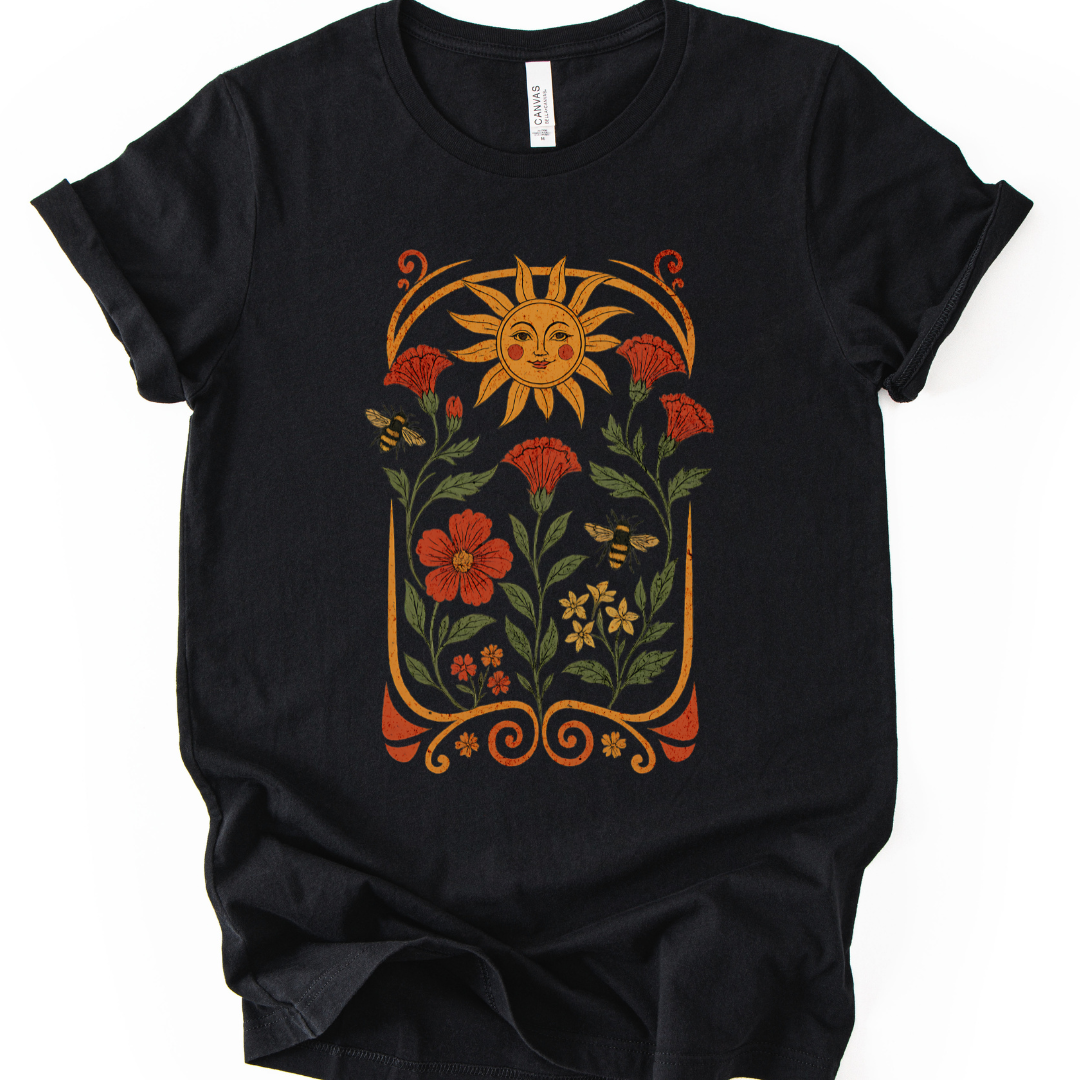 Golden Floral - Bella Canvas Super Soft Straight Cut T shirt