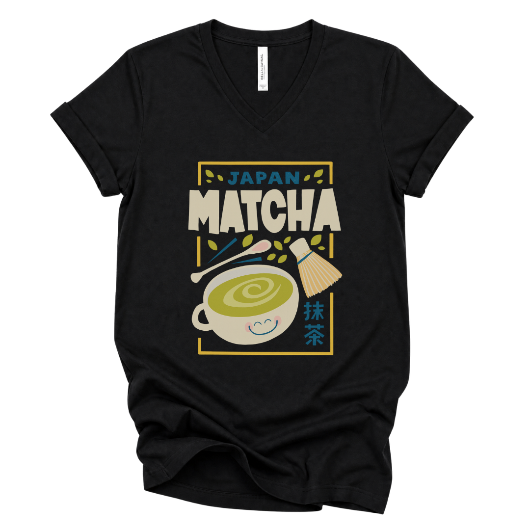 Little Miss Matcha - Short Sleeve V-Neck Tee