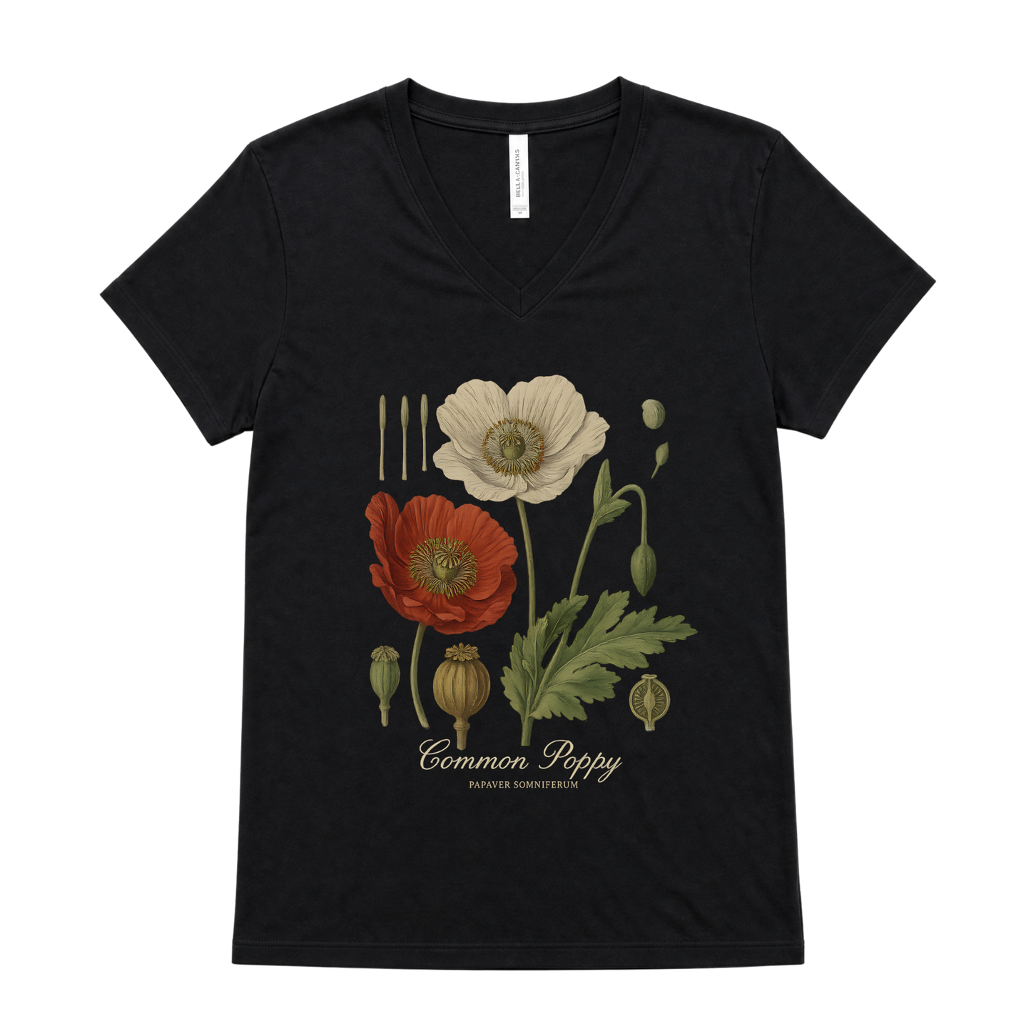 Common Poppy - Short Sleeve V-Neck Tee