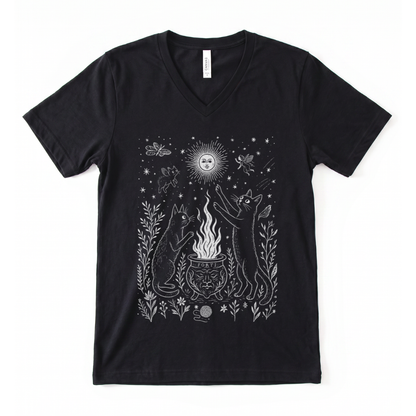 Midnight Meowgic - Short Sleeve V Neck