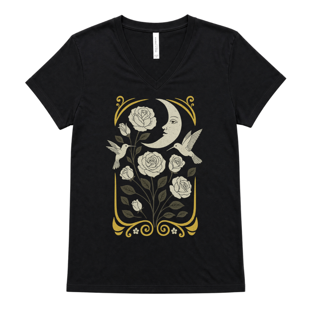 Moonlight Floral - Short Sleeve V Neck
