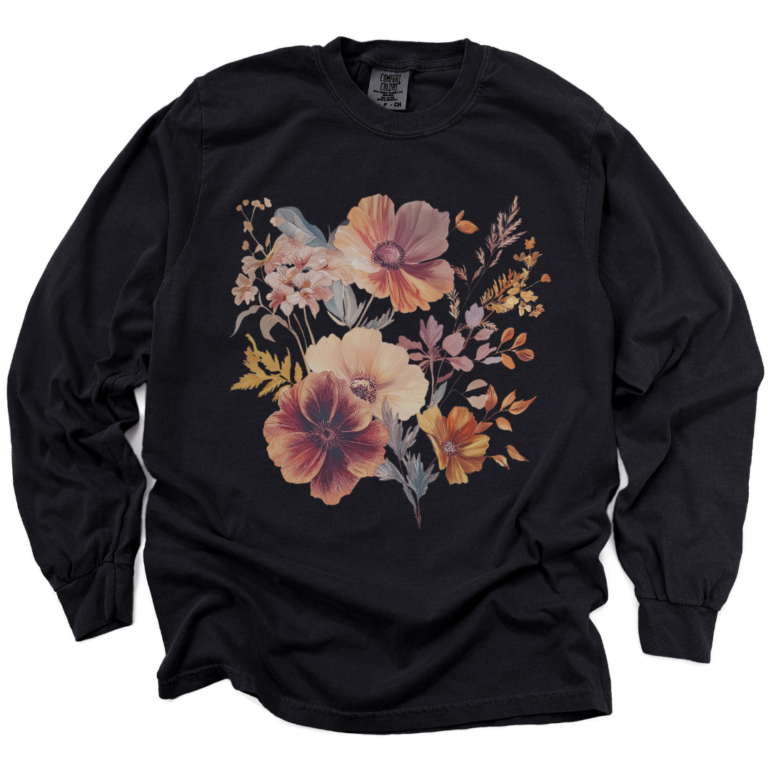 Sunset Floral - Comfort Colors Long Sleeve Premium T Shirt