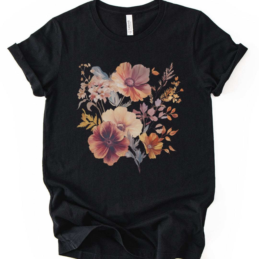 Sunset Floral - Bella Canvas Super Soft Straight Cut T shirt