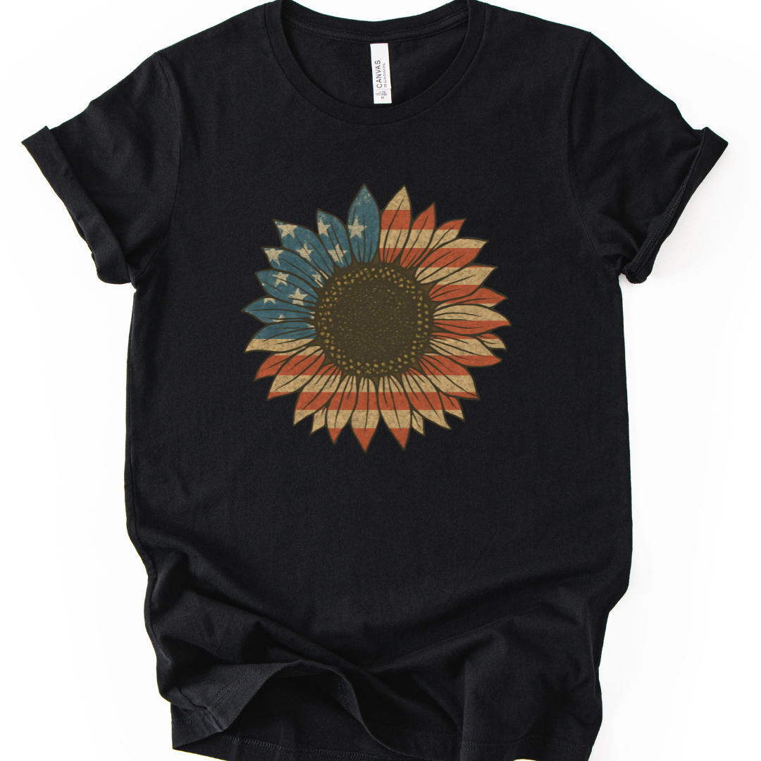 Stars and Stripes Sunflower - Bella Canvas Super Soft T Shirt