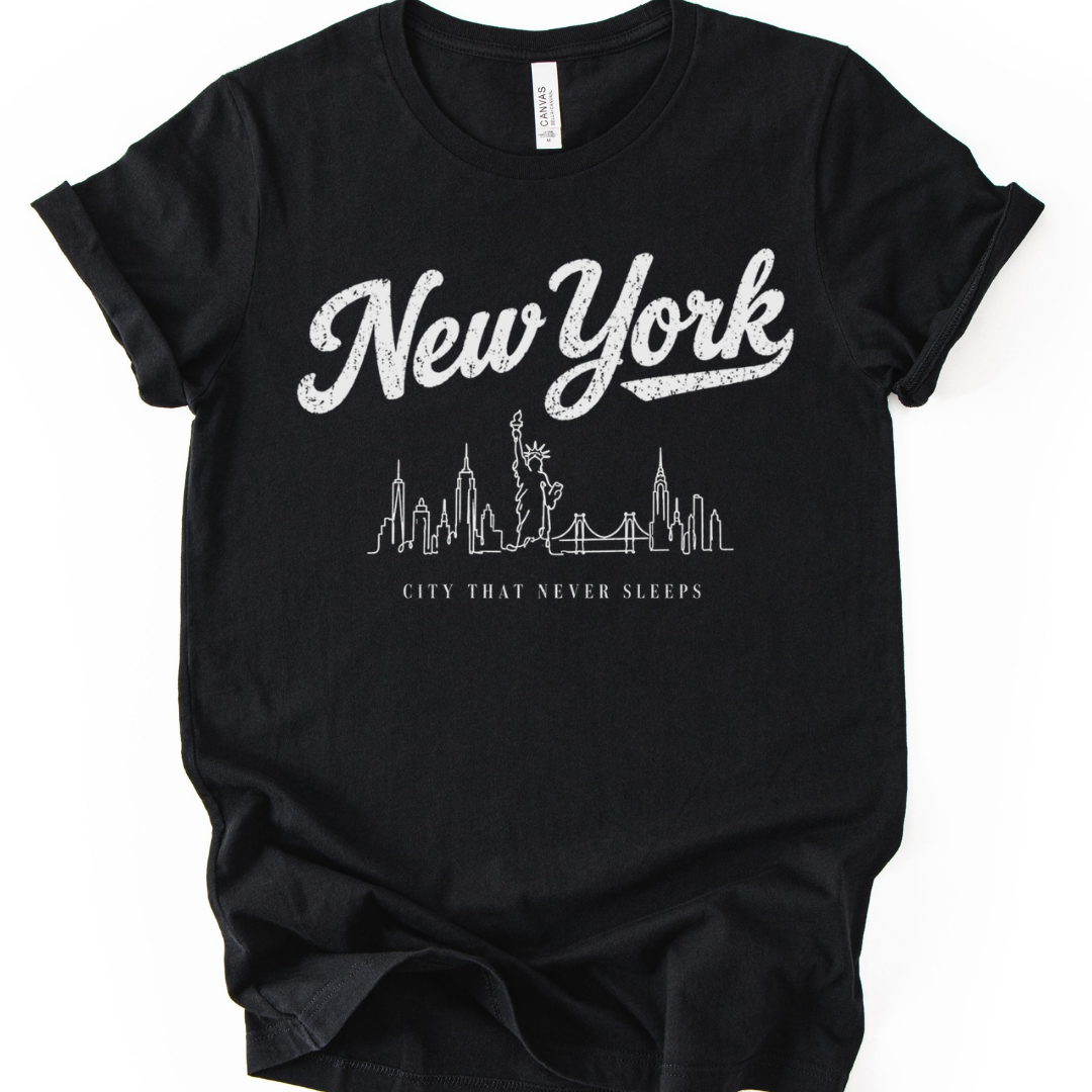 New York Skyline Doodle - Bella Canvas Super Soft Straight Cut T shirt