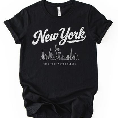 New York Skyline Doodle - Bella Canvas Super Soft Straight Cut T shirt