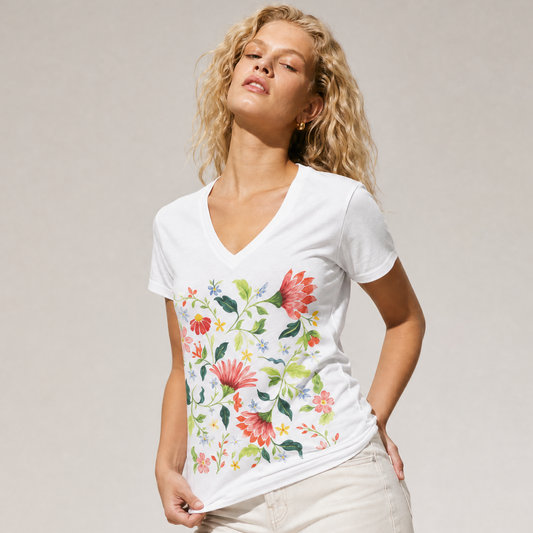 Botanical Bliss - Super Soft V Neck