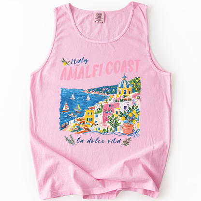 Amalfi Coast Painting - Comfort Colors Premium Tank Top