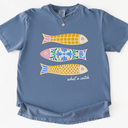 What A Catch - Relaxed Fit Vintage Wash T Shirt
