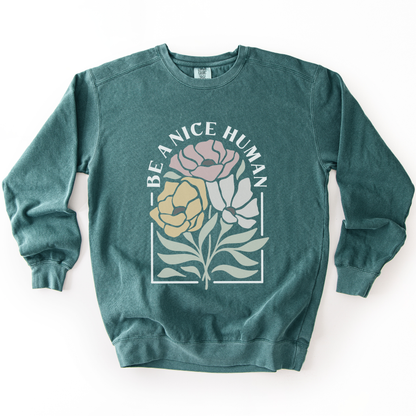 Be A Nice Human - Comfort Colors Premium Heavyweight Sweatshirt