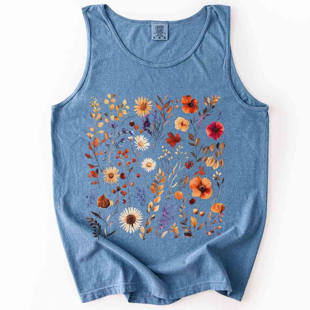 Autumn Boho Floral Print - Comfort Colors Premium Tank Top