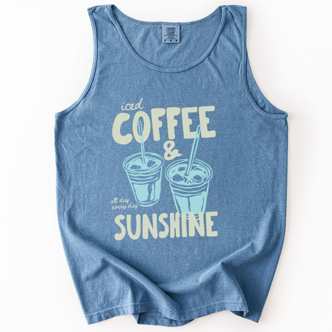 Iced Coffee & Sunshine- Comfort Colors Premium Tank Top