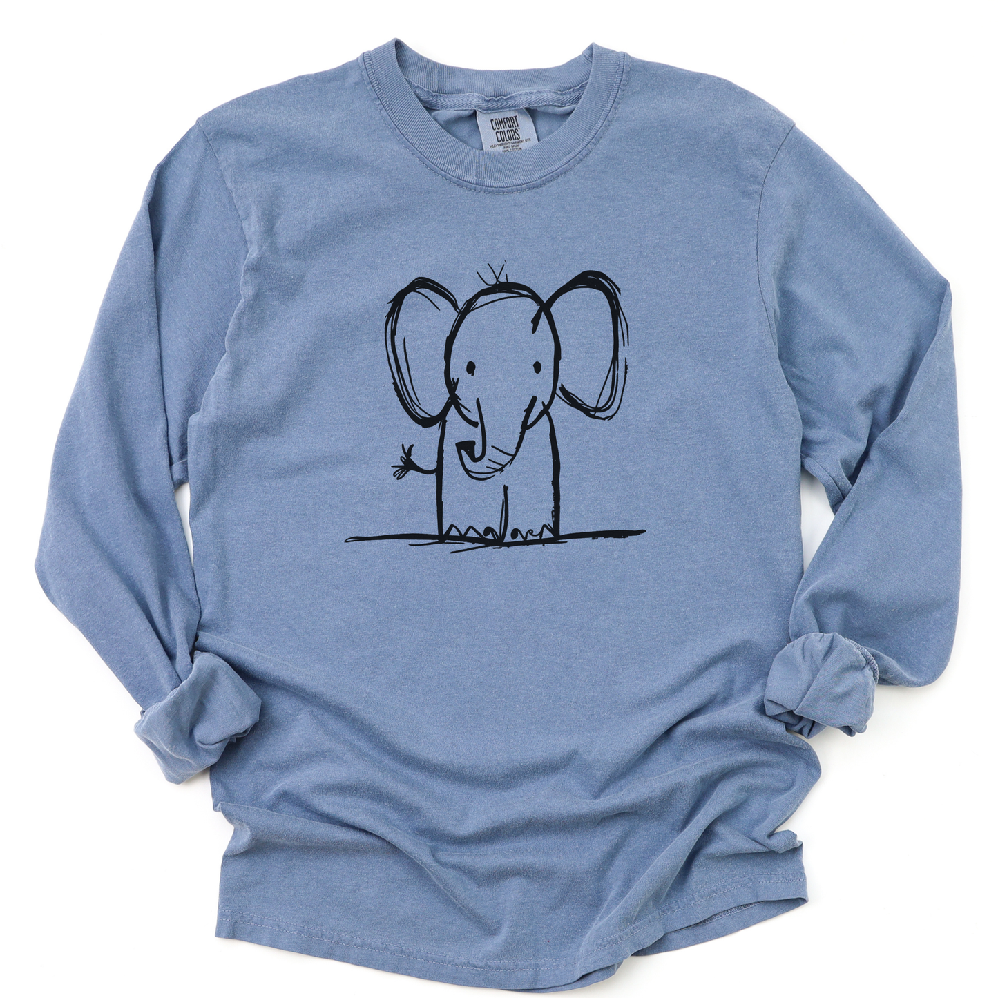 Elephant Sketch - Comfort Colors Long Sleeve Premium T Shirt