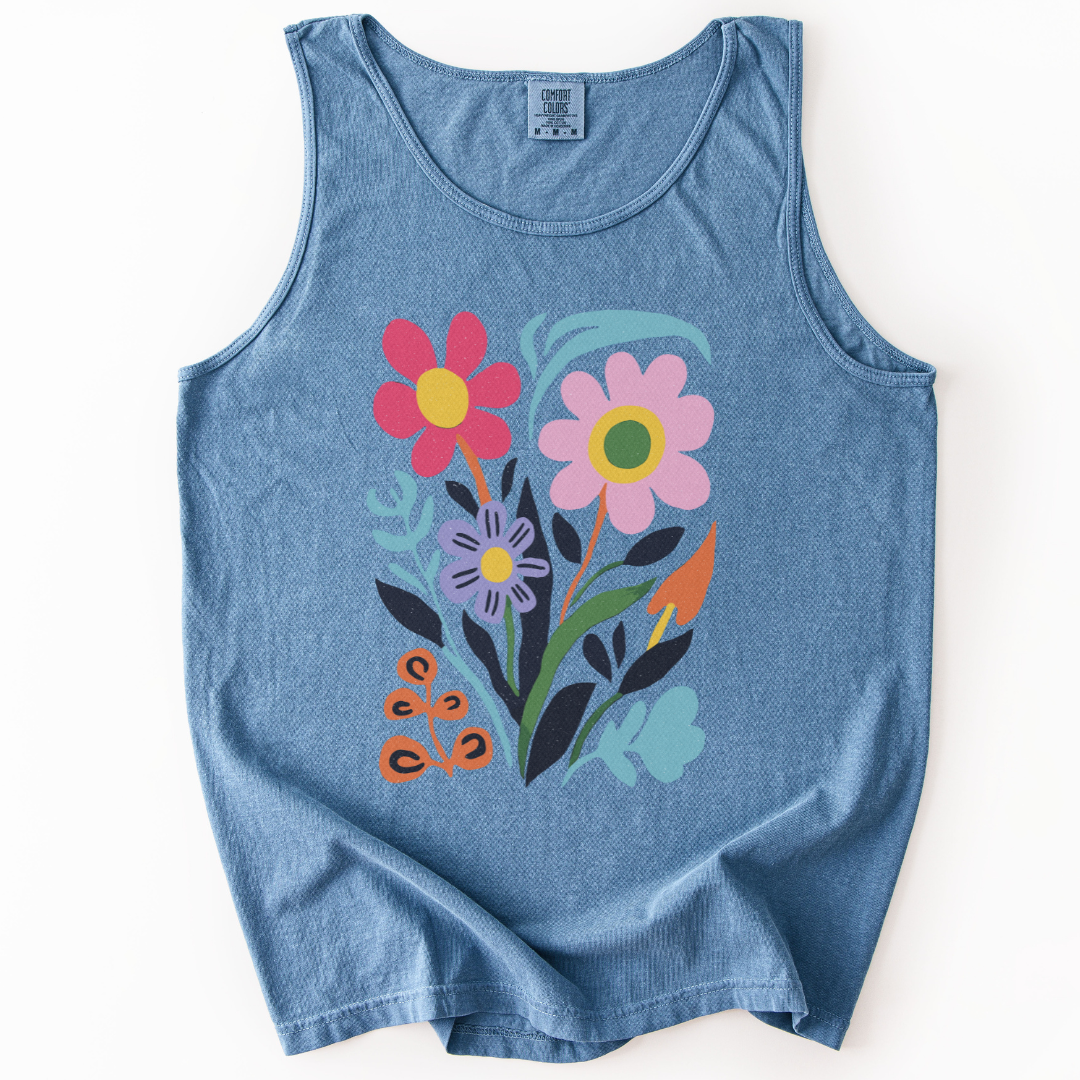 Vivid Floral - Comfort Colors Premium Tank Top