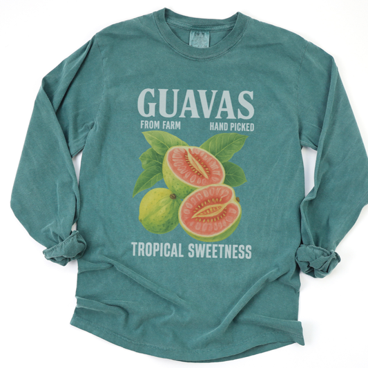 Guavas Tropical Sweetness Tee - Comfort Colors Premium Long Sleeve T Shirt