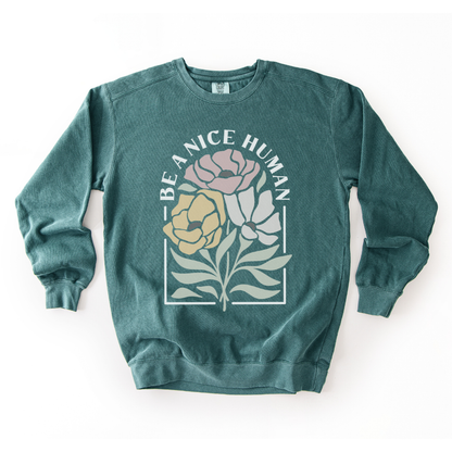 Be A Nice Human - Comfort Colors Premium Heavyweight Sweatshirt