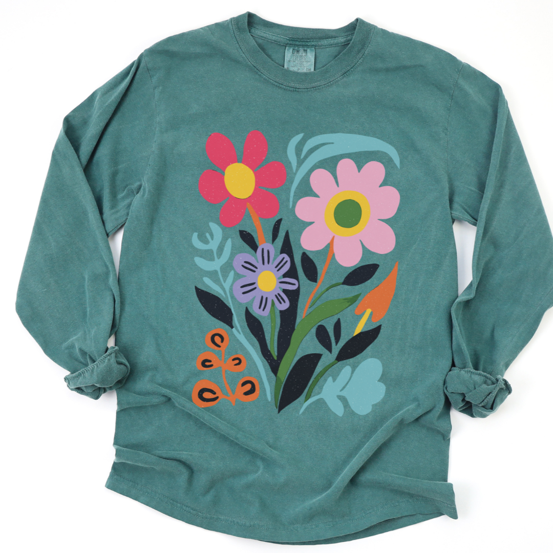 Vivid Floral - Comfort Colors Premium Long Sleeve T Shirt