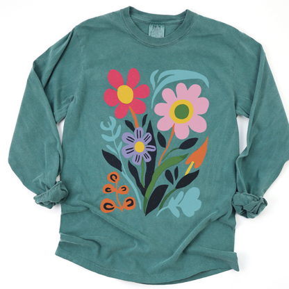 Vivid Floral - Comfort Colors Premium Long Sleeve T Shirt