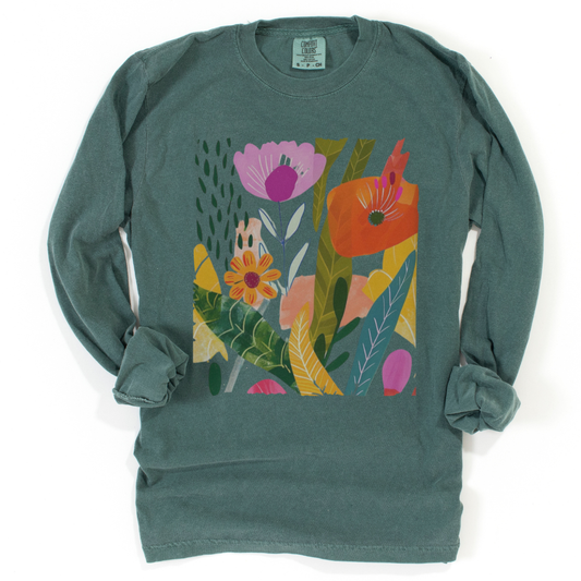 Modern Art Plant Print - Comfort Colors Premium Long Sleeve T Shirt