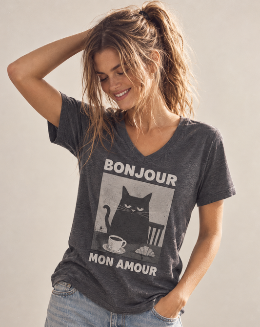 Bonjour Mon Amour - Super Soft V Neck