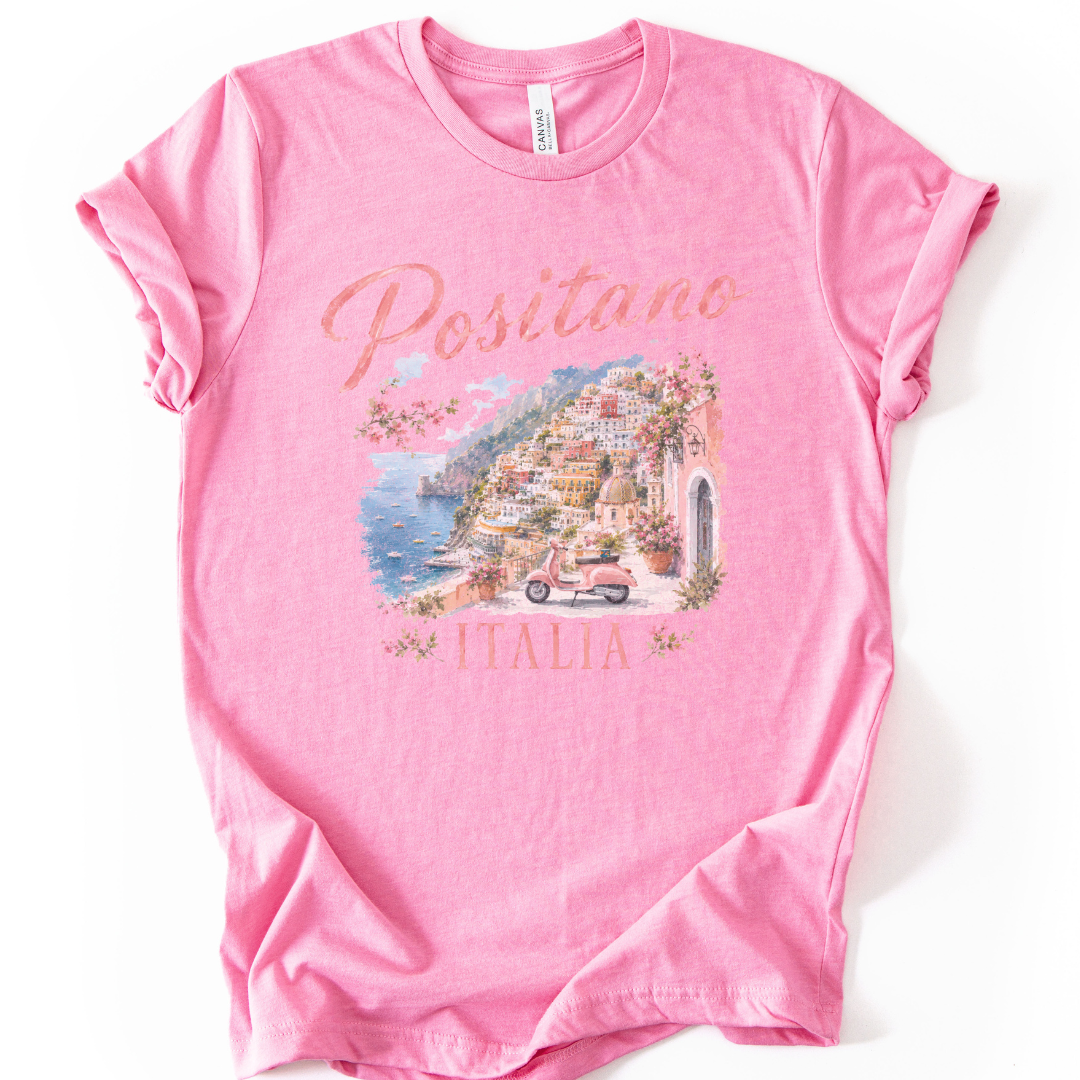 Vintage Positano Painting - Bella Canvas Super Soft Fitted T Shirt