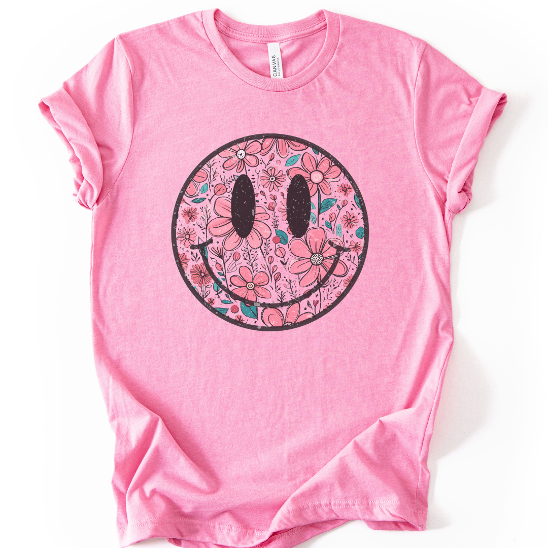 Flower Smile - Bella Canvas Super Soft Fitted T Shirt
