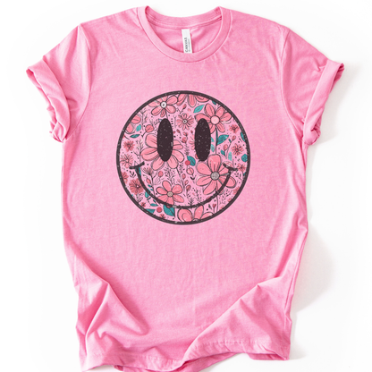 Flower Smile - Bella Canvas Super Soft Fitted T Shirt