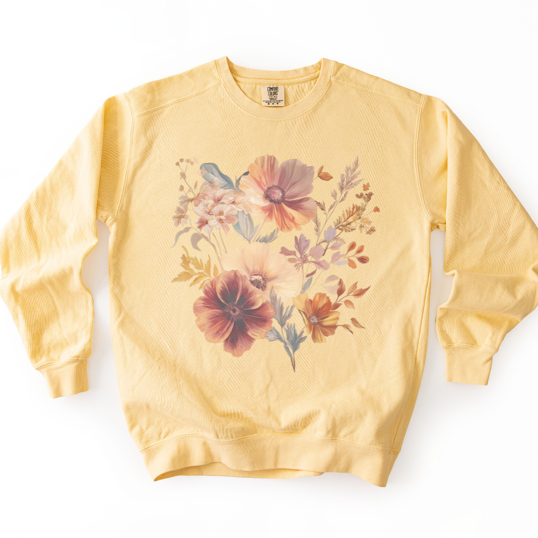 Sunset Floral - Comfort Colors Premium Heavyweight Sweatshirt