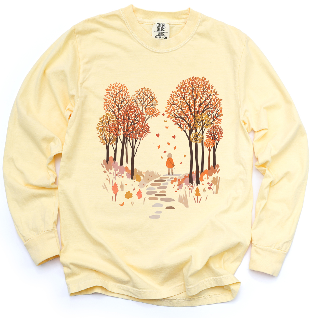 Autumn Walks - Comfort Colors Long Sleeve Premium T Shirt