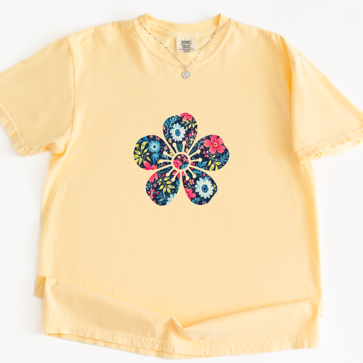 Vibrant Floral Flower Print - Comfort Colors Relaxed Fit Premium T Shirt