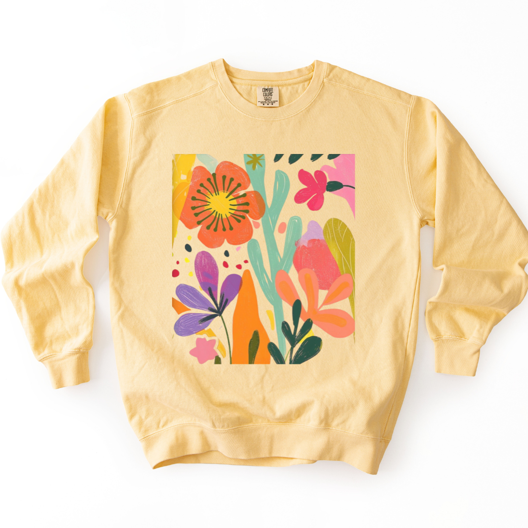 Modern Art Flower Print - Comfort Colors Premium Heavyweight Sweatshirt