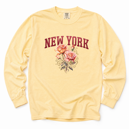 New York Floral - Comfort Colors Long Sleeve Premium T Shirt
