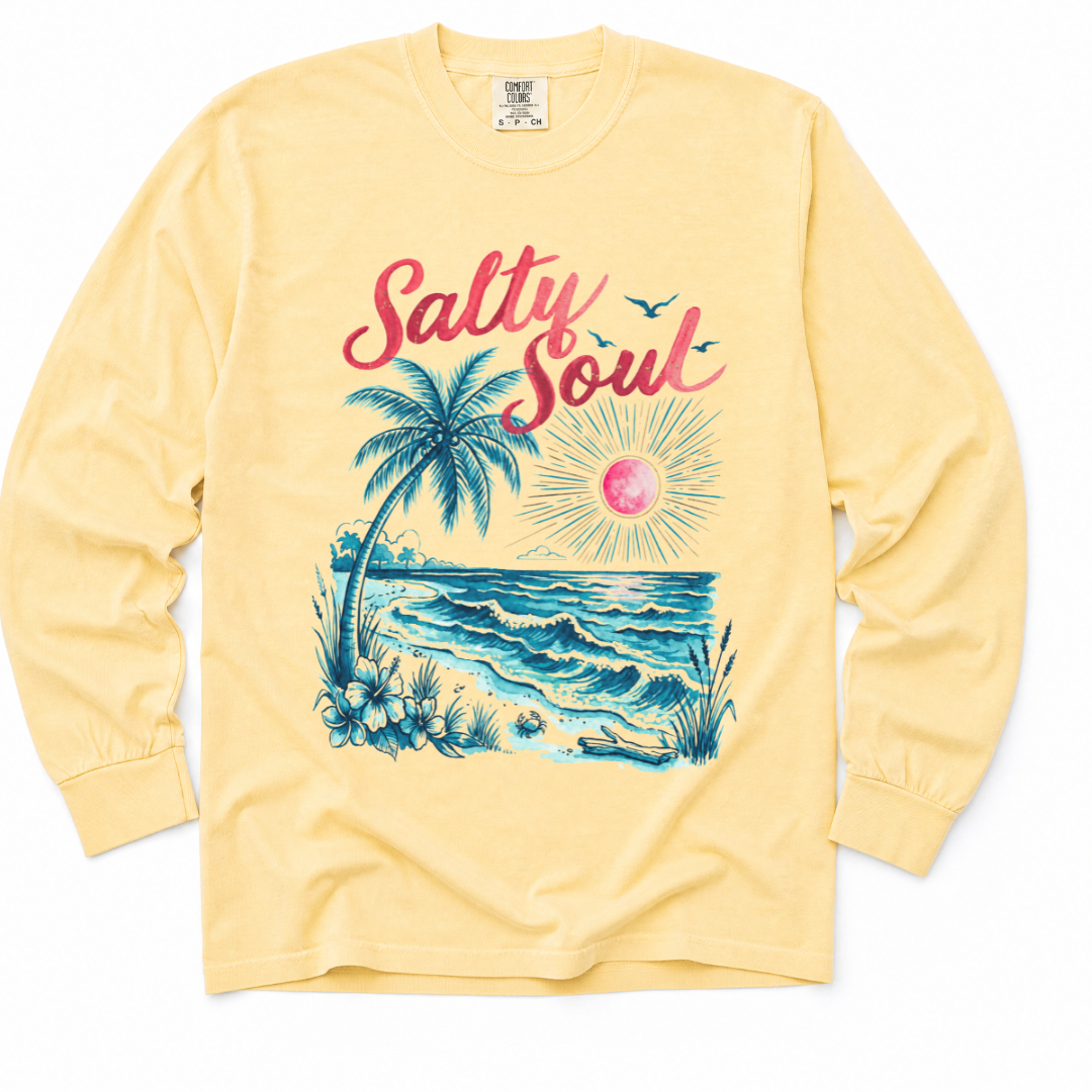 Salty Soul - Comfort Colors Long Sleeve Premium T Shirt