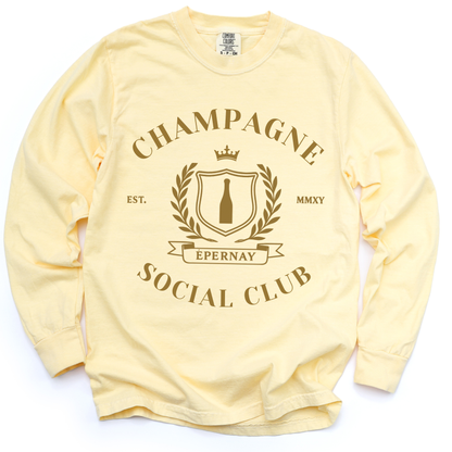 Champagne Social Club - Comfort Colors Long Sleeve Premium T Shirt