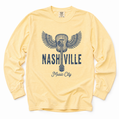 Nashville Music City - Comfort Colors Long Sleeve Premium T Shirt