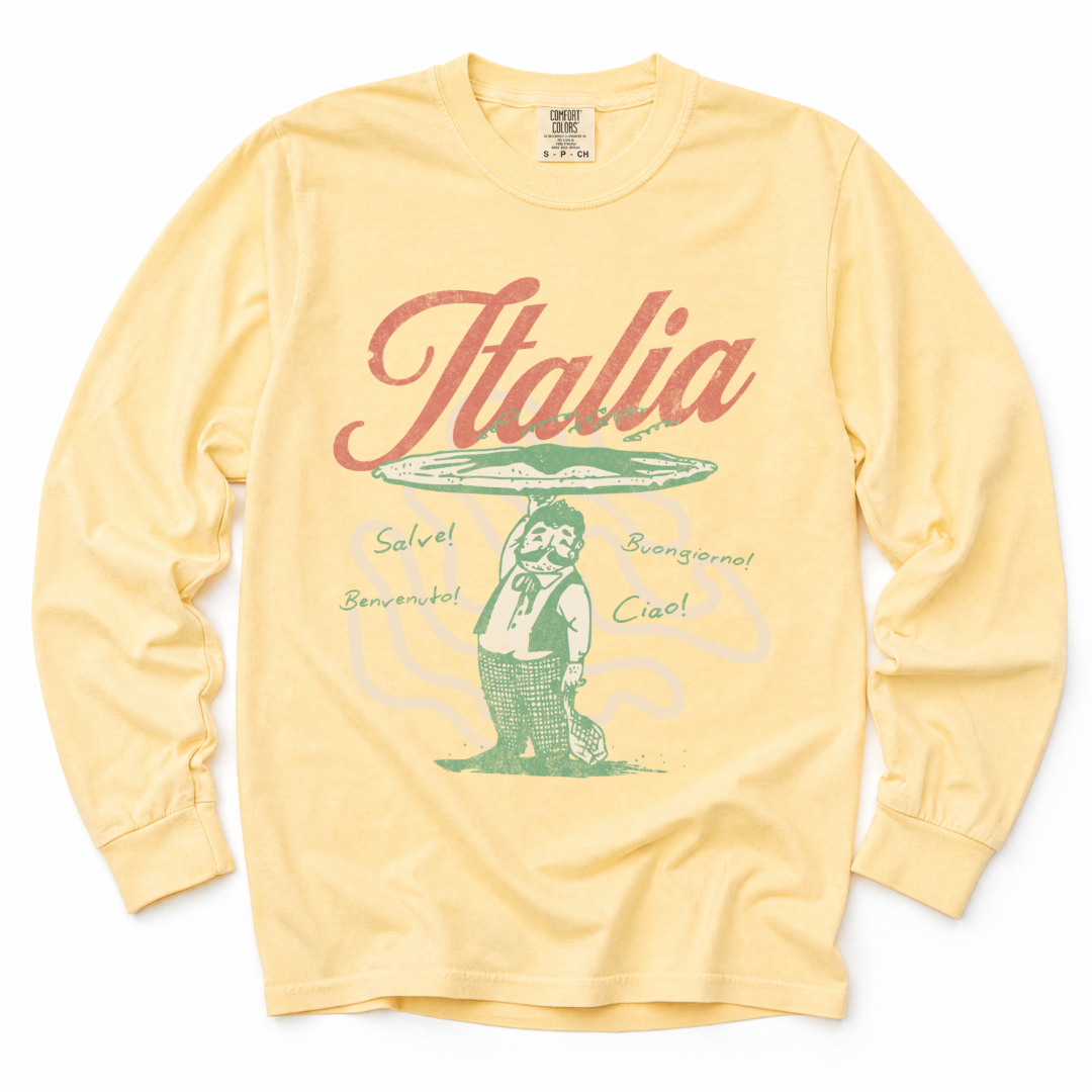 Greetings From Italia - Comfort Colors Long Sleeve Premium T Shirt