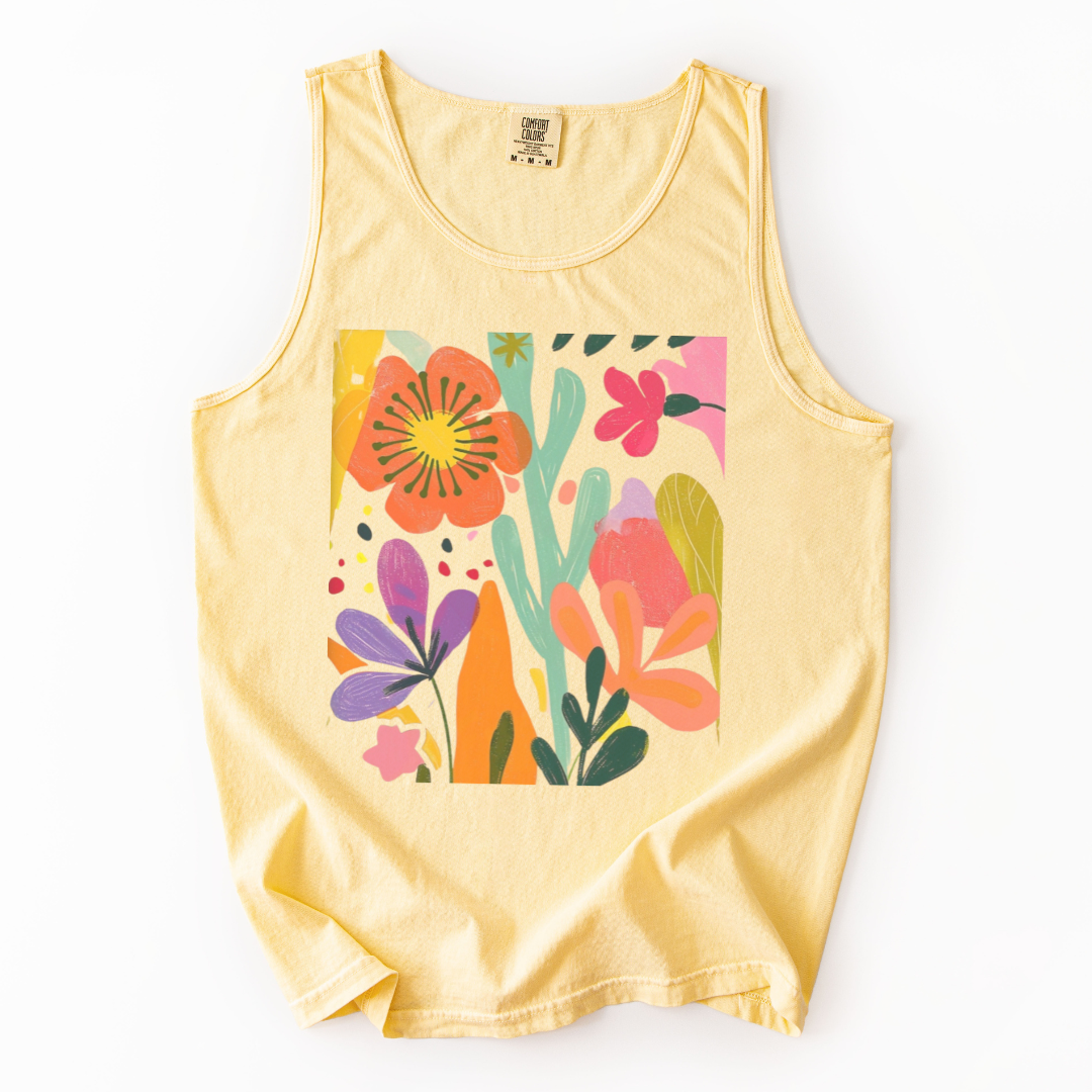 Modern Art Flower Print - Comfort Colors Premium Tank Top