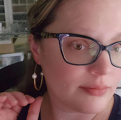 Brass and White Pearl Threaded Teardrop Hoop Earring Options