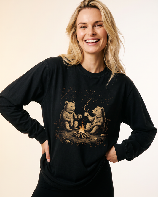 Camping Bears - Comfort Colors Long Sleeve Premium T Shirt